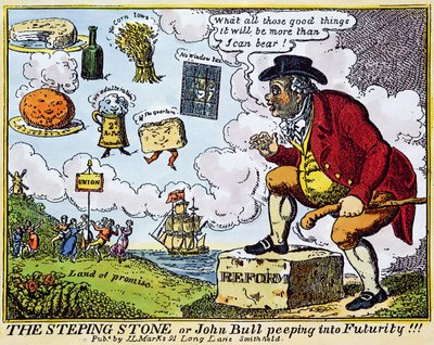 The Stepping Stone, or John Bull Peeping into Futurity by English School